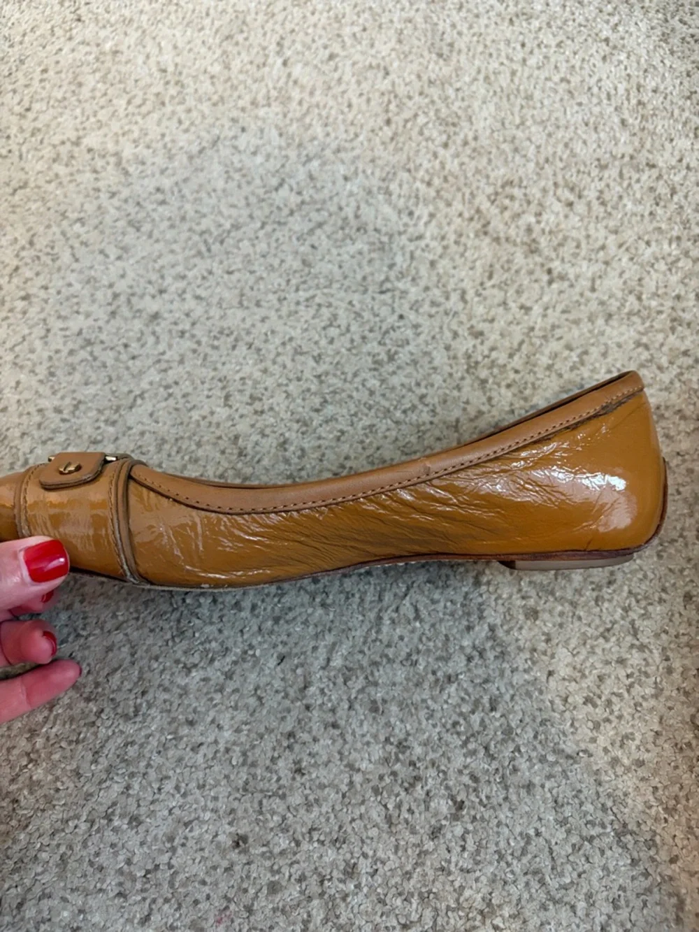 Tory Burch Royal Tan Patent Leather Ballet Flats, 8